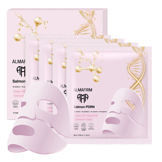 Korean Face Mask with PDRN Salmon DNA, Peptides, Collagen, Panthenol & Niacinamide – 4 Sheets per Box