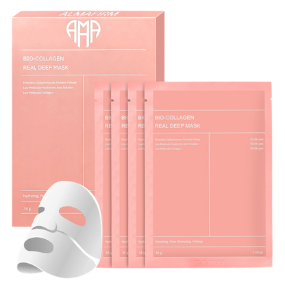 Korean Face Mask with Bio-Collagen, Hyaluronic Acid, Ceramides and Peptides – 1 box (4 pieces)