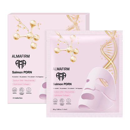 Korean Face Mask with PDRN Salmon DNA, Peptides, Collagen, Panthenol & Niacinamide – 4 Sheets per Box