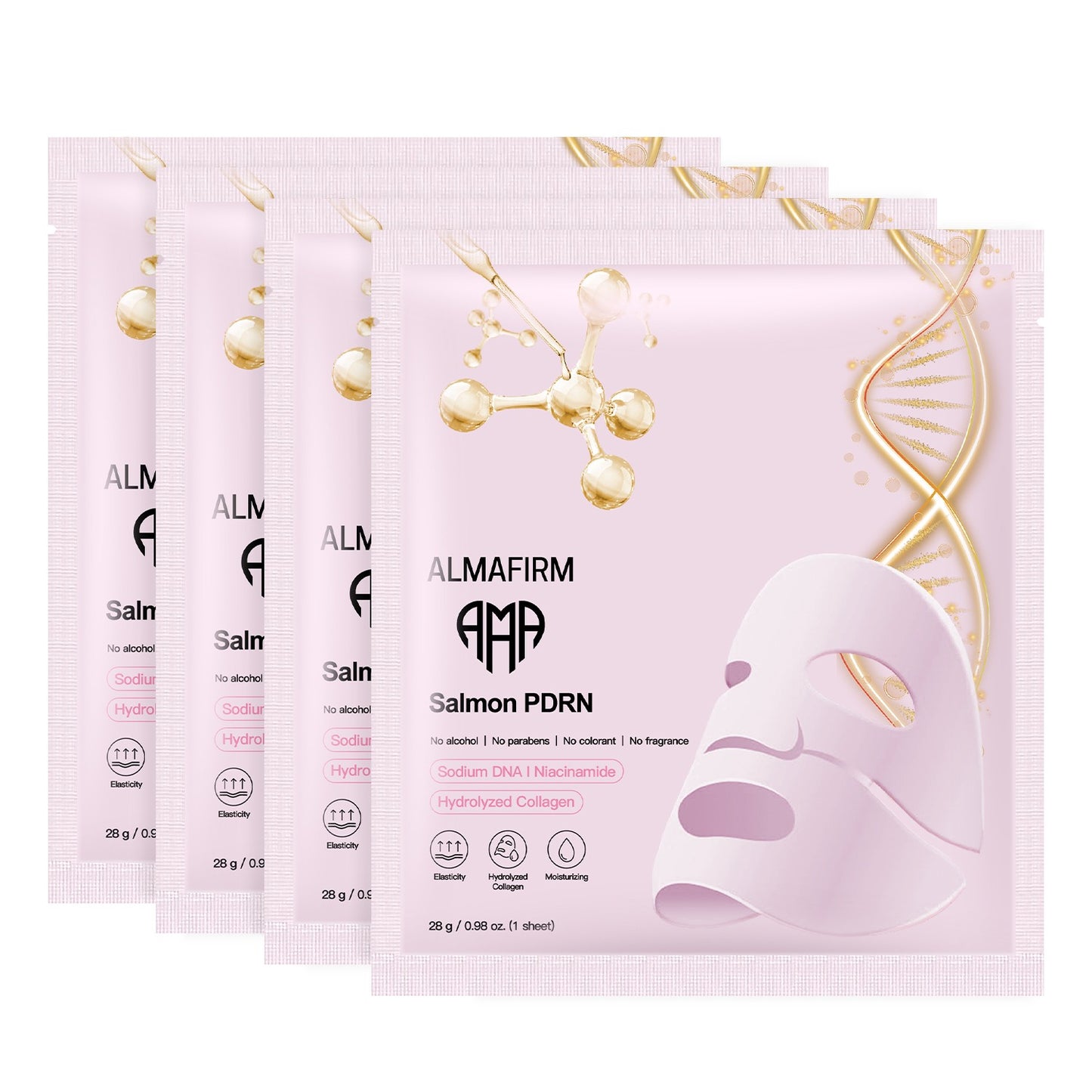 Korean Face Mask with PDRN Salmon DNA, Peptides, Collagen, Panthenol & Niacinamide – 4 Sheets per Box