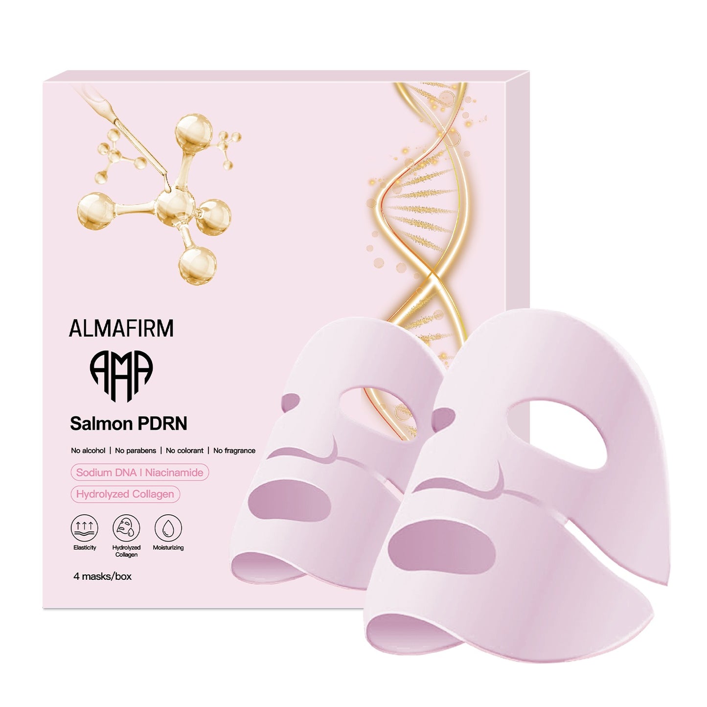 Korean Face Mask with PDRN Salmon DNA, Peptides, Collagen, Panthenol & Niacinamide – 4 Sheets per Box