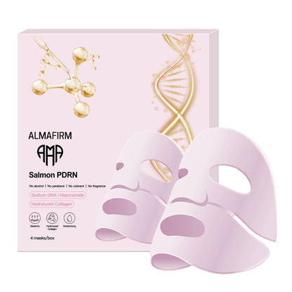Korean Face Mask with PDRN Salmon DNA, Peptides, Collagen, Panthenol & Niacinamide – 4 Sheets per Box