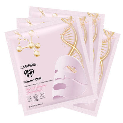 Korean Face Mask with PDRN Salmon DNA, Peptides, Collagen, Panthenol & Niacinamide – 4 Sheets per Box