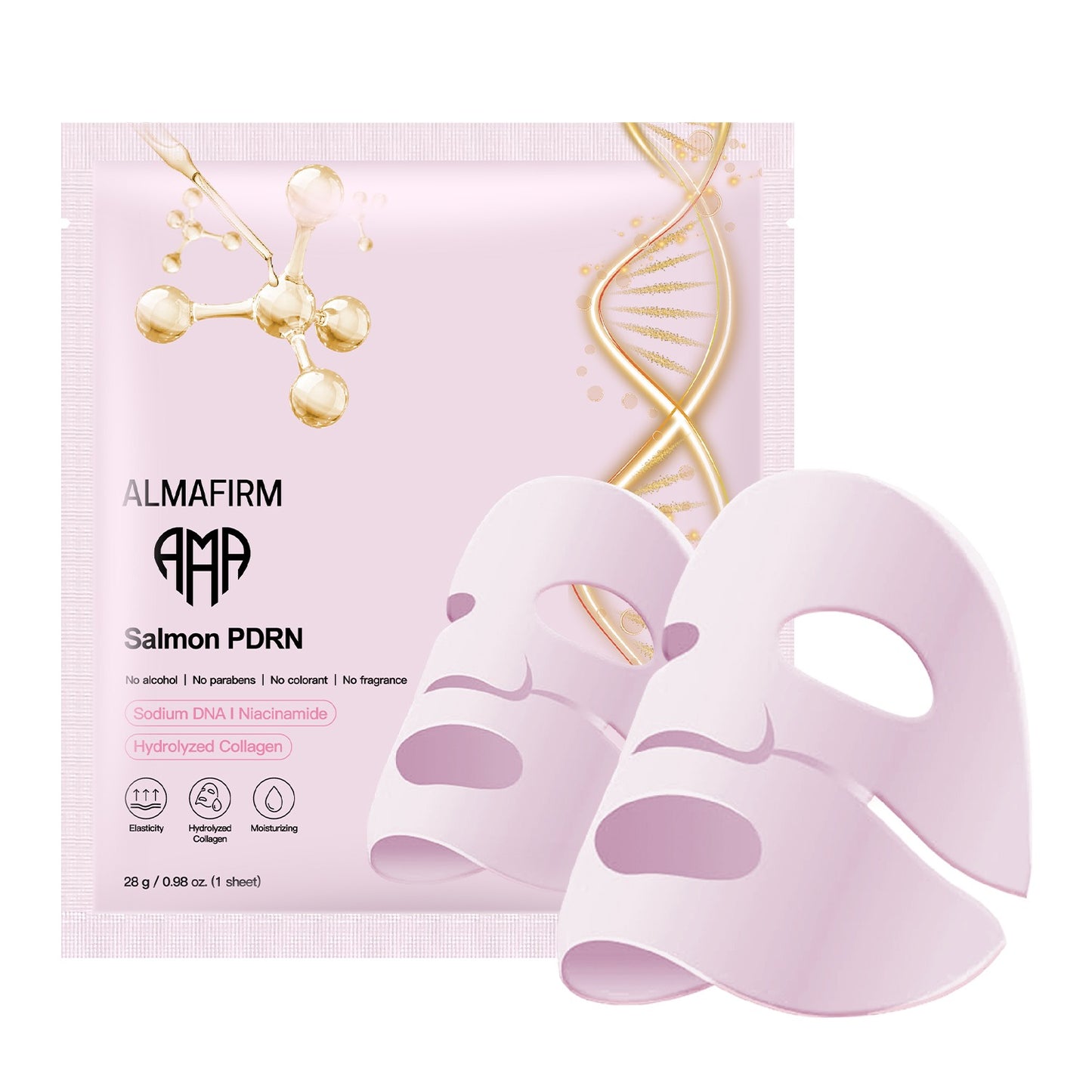Korean Face Mask with PDRN Salmon DNA, Peptides, Collagen, Panthenol & Niacinamide – 4 Sheets per Box
